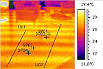 Thermografie Janen-Fubodenheizung in Nassaufbau unter einem Parkettboden